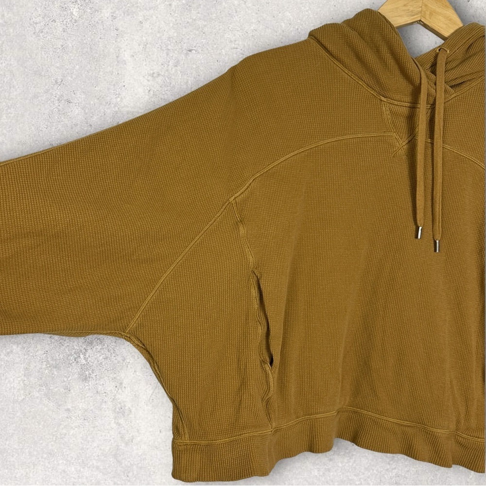 Lululemon Mellow Hoodie Waffle Knit Spiced Bronze Yellow 2020 Sweatshirt Small S - Picture 9 of 16